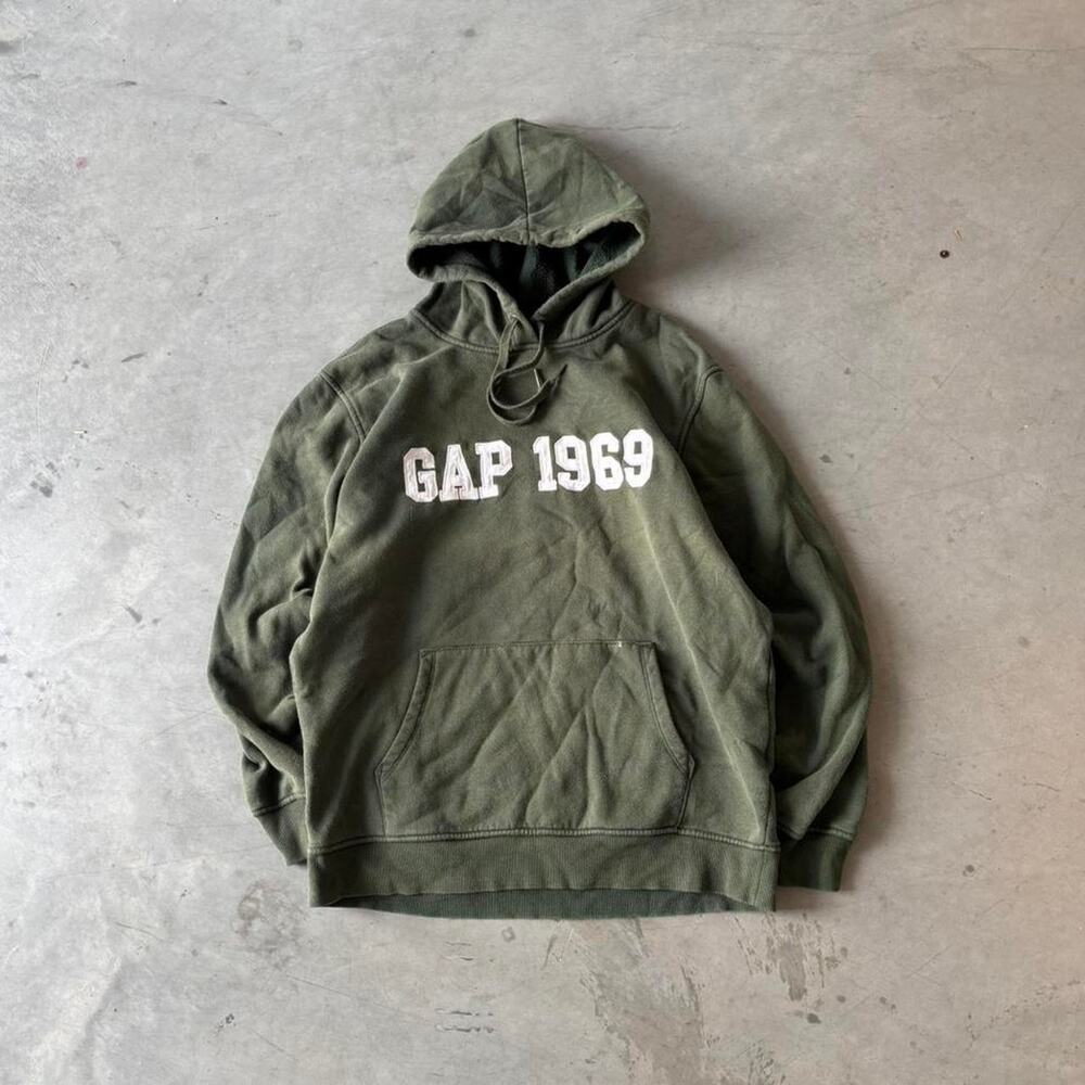 Y2k green earthtone gap embroidered hoodie